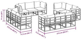 Kerti Kanapé Szett párnával 12 pcs Fekete Alumínium