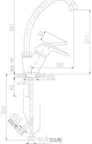 RAV Slezák SA006.0/1 - SAZAVA mosogató csaptelep, 26,1 cm, fényes króm