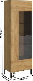 Vitrin 1W, craft tölgy arany/antracit, SANTANA