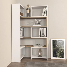 könyvespolc Poyraz - White, Walnut