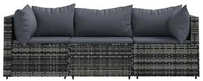 3 részes szürke polyrattan kerti ülőgarnitúra párnákkal
