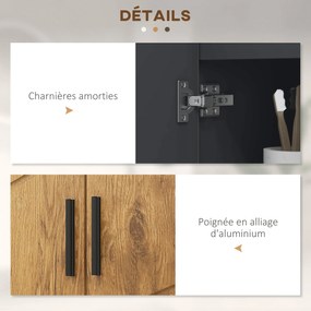 kleankin Mosdó Alatti Fürdőszobai Szekrény 2 Ajtóval, Állítható Polccal, Mosdóhoz 60 x 30 x 60 cm, Antracit Szürke és Fa Hatású | Aosom