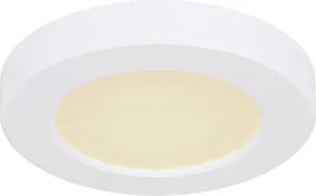 Globo 12379-6W Mennyezeti lámpa, fehér műanyag váz, akril fehér fehér búra. Tolókapcsolóval a kívánt színhőmérséklet beállítható felszereléskor. Ø:126, H:18, tartozék: 1xLED 6W 230V, 450lm, CCT 3.000-4000-6.500