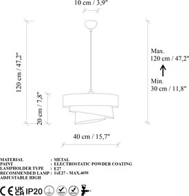 Stage 14711 fekete fém és szövet függőlámpa, Ø40 cm