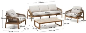 Bézs-natúr színű akácfa ötszemélyes kerti lounge szett Vellana – Kave Home