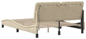 krémszínű szövet ágykeret LED-es matrac nélkül 140 x 200 cm