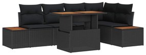 vidaXL Kert étkező szett párnával 6 pcs Fekete és Barna