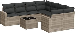 vidaXL 9 részes világosszürke polyrattan kerti ülőgarnitúra párnával