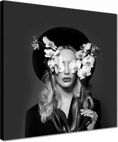 Vászonkép 30x30 Nő orchideával