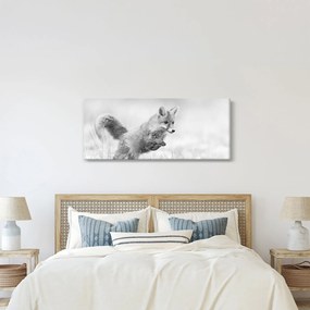 Kép - Ugró róka, fekete-fehér (120x50 cm)