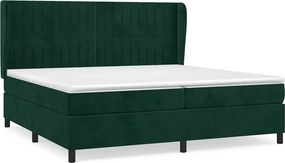 vidaXL sötétzöld bársony rugós ágy matraccal 200x200 cm