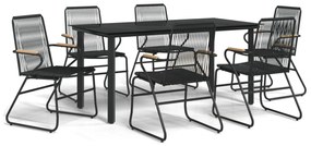 vidaXL 7 részes fekete PVC rattan kerti étkezőgarnitúra