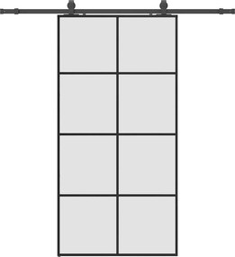 vidaXL fekete ESG üveg tolóajtó fémszerelvény-szettel 102,5x205 cm