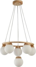Brilagi - VISBY WOOD zsinóros függeszték 6xE27/60W/230V, átm. 58 cm, kaucsukfa