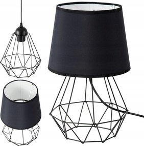 Álló asztali lámpa fekete lámpabúra 1xE27 34cm éjjeli asztali