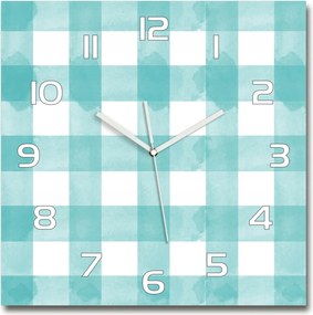 Üveg nagy függőóra Kék kockás 60x60cm