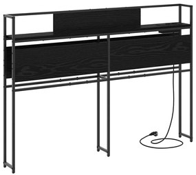 Tároló fejtámla polcokkal tárolóval Musta tammi 135 cm Faanyag