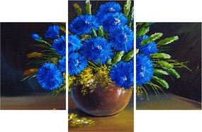 Kék virágok képe egy vázában (90x60 cm)