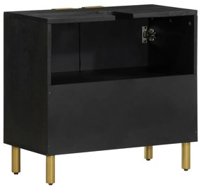 Fekete szerelt fa fürdőszobai mosdószekrény 62 x 33 x 58 cm