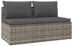 2 személyes szürke polyrattan kerti kanapé párnával