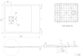 Erga Hyper, SMC zuhanytálca 100x80x2,6 cm + szifon, fekete matt, ERG-V06-SMC-8010S-BK