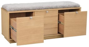 Szürke-natúr színű ülőkés cipőtartó tölgyfa dekorral Confetti – Rowico