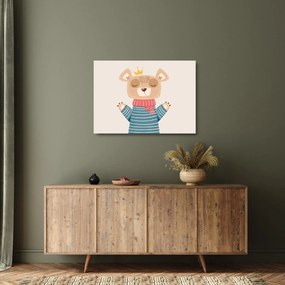 Üveg kép - Bézs mackó koronával (70x50 cm)