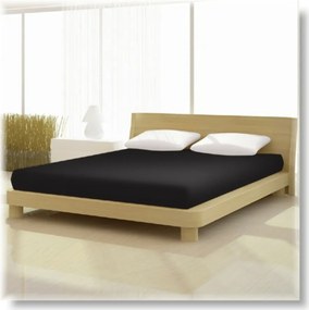 Pamut elasthan de luxe fekete színű gumis lepedő 180*200 és 200*220cm-es matracra