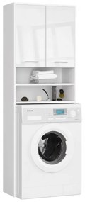 Fürdőszobai mosógép szekrény fehér, magasfényű fehér