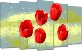 Vászonkép 100x60 Pipacsok kék alapon