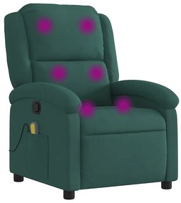 sötétzöld bársony dönthető masszázsfotel