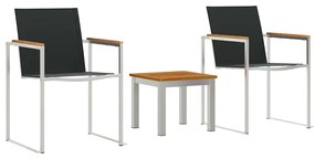 Kültéri étkező szett 3 pcs Barna és fekete Tömör tíkfa