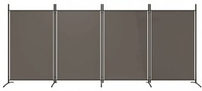 4 paneles antracitszürke szövet térelválasztó 346x180 cm