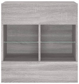 szürke sonoma színű fali TV-szekrény LED-ekkel 58,5x30x60,5 cm