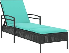 vidaXL fekete napozóágy párnával 63x200x81 cm polyrattan (csak az USA-ban)