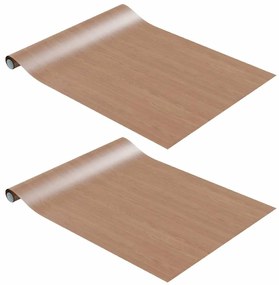 2 db világos tölgyszínű öntapadó PVC ajtófólia 500 x 90 cm