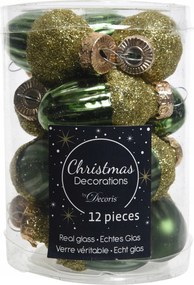 Üveggolyók makk zöld mix 12 db-os