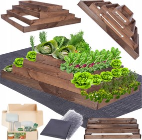 Lépcsőzetes láda állítható impregnált virágtartó zöldséges 36x120x100