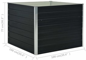 antracitszürke horganyzott acél kerti magaságyás 100x100x77 cm