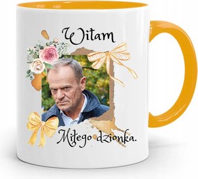 Donald Tusk Sárga Bögre Platform Ajándék fényképes nyomtatással