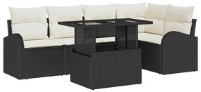 Kerti Kanapé Szett 6 pcs Fekete és krémszínű 100 x 55 x 73 cm