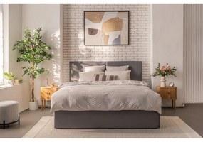 Szürke kárpitozott ágyneműtartós franciaágy ágyráccsal 180x200 cm Thessa Bold – Bonami Selection