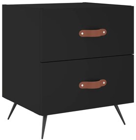 2 db fekete szerelt fa és vas éjjeliszekrény 40 x 35 x 47,5 cm