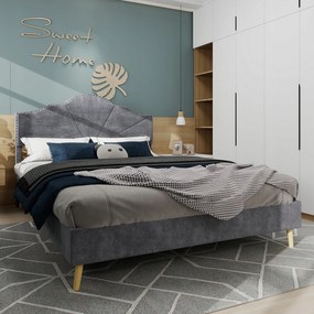 Kárpitozott ágy Franciaágy Gyerekágy 140*200 cm szürke