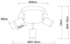 Globo 54032-3B - JOSEBA 3xE27/60W/230V fekete fa spotlámpa