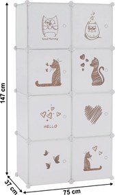 Gyerek moduláris szekrény, fehér/barna minta, KIRBY