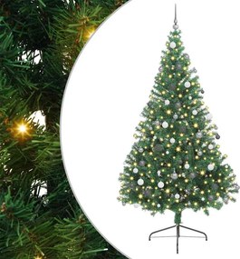vidaXL Mesterséges, előre világított karácsonyi fa Zöld 240 cm PVC