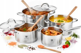 Teljes Edénykészlet Indukciós És Gáztűzhez 8 Darabos Rozsdamentes Acél Edények, Rozsdamentes Acél Nyeles Lábas 18/0