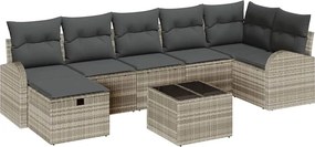 vidaXL Kerti Kanapé Szett párnával 8 pcs Világosszürke Poli rattan