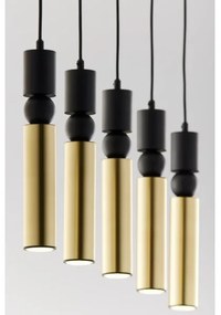 Jupiter 2012 - Csillár zsinóron ALAS 5xGU10/10W/230V fekete/arany